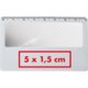 White plastic card-sized magnifier with ruler.