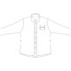 Light-colored cotton shirt with long sleeves and button placket.