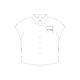 Short-sleeved blouse with button placket and collar.