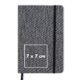 Gray notebook with elastic band closure and ribbon bookmark.