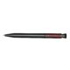 Polished plastic ballpoint pen with push button.