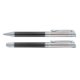 Black carbon pen set with ballpoint pen, fountain pen and case.