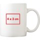 White ceramic mug with handle.