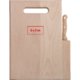 Wooden board with knife and recessed grip.