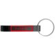 Black metal bottle opener with key ring.