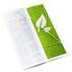 Natural paper brochure with center fold and vertical orientation.