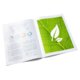 Natural paper brochure with saddle stitch binding.