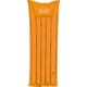 Orange inflatable air mattress made of plastic with an elongated shape.