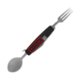 Metal camping cutlery with fork, knife and spoon.