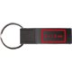 Black leather and metal keychain with ring.