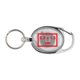 Clear plastic keychain with clip and retractable band.