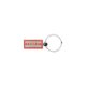Metal keychain in a rectangular shape.