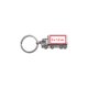 Metal keychain in the shape of a truck with key ring.