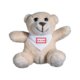Beige plush teddy bear with handkerchief for babies.