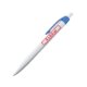 Plastic ballpoint pen with clip and push button.