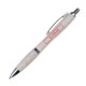 Beige wheat straw ballpoint pen with clip and push button.