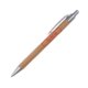 Brown paper ballpoint pen with metal elements and clip.