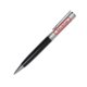 Metal ballpoint pen with clip and twist mechanism.