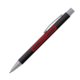 Black ballpoint pen with clip and push mechanism.