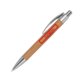 Light bamboo ballpoint pen with clip and push mechanism.