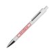 White ballpoint pen with clip and push mechanism.