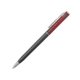 Dark metal ballpoint pen with clip and push button.