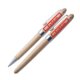 Wooden writing set with ballpoint pen and case.