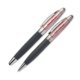 Metal writing set with ballpoint pen and case.