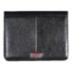 Black faux leather writing case with zipper.