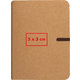 Brown notebook with elastic band closure.