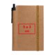 Brown notebook with elastic band and pen holder.