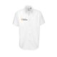 White cotton-polyester shirt with short sleeves.
