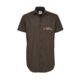 Dark brown cotton short-sleeve shirt with elastane and button placket.