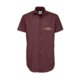 Burgundy cotton short-sleeve shirt with stretch for men.