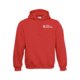 Red men's cotton-blend hoodie with kangaroo pocket.