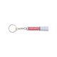 White plastic keychain with LED light and metal ring.