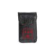 Black fabric bag with velcro fastener.