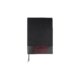 Black notebook with ribbon bookmark.
