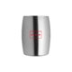 Silver stainless steel wine cooler for bottles.