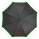 Black automatic umbrella with colored border.