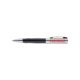 Metal ballpoint pen with clip and push mechanism.