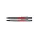 Metal writing set with ballpoint pen and rollerball pen.
