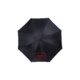 Black umbrella with double canopy and automatic opening mechanism.