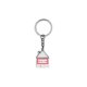 Metal house-shaped keychain with metal ring.