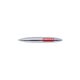 Silver metal ballpoint pen with clip and twist mechanism.