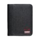 Black faux leather writing case with zipper.