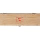 Wooden wine box with closure and space for one bottle.