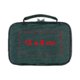 Green bag with zipper and carrying handle.