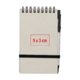 Light cardboard recycled spiral notebook with pen loop and elastic band.