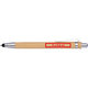 Wood-colored ballpoint pen with metal elements and touch pen function.